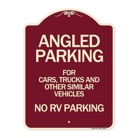 Signmission Angled Parking for Cars Trucks & Similar Vehicles No RV Parking Alum Sign, 24" x 18", BU-1824-24343 A-DES-BU-1824-24343